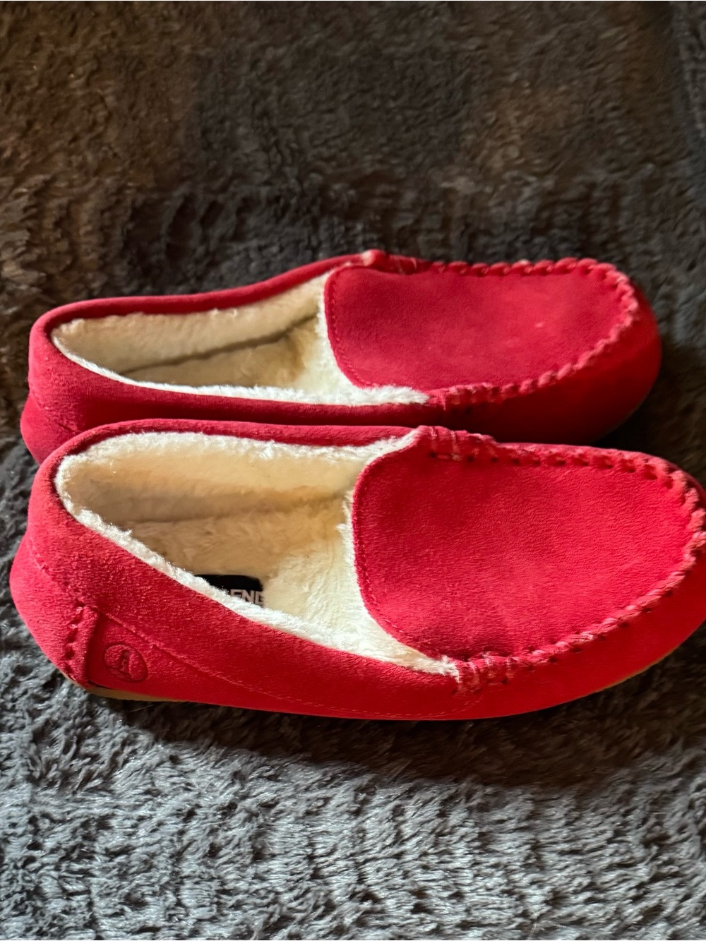 Lands' End Red Suede Moccasin Slippers